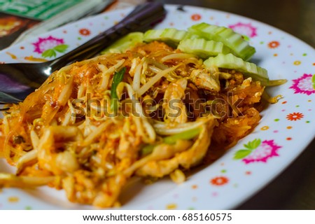 Thai food Pad thai, Stir fry noodles in padthai style in Thailand