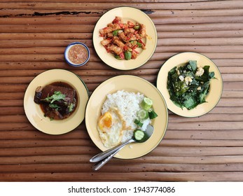 Thai Food Style Local, Food Deck On Bamboo Litter