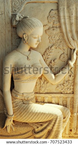 Thai lady stone sculpture