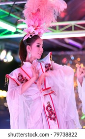 Thai Ladyboy Dancing On Stage During Night Show, Pattaya, Thailand