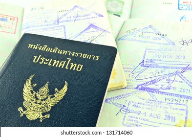 Thai official passport and immigration stapms