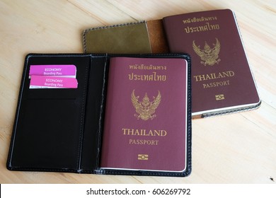 Thai Passport In Leather Case.