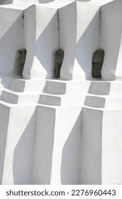 Thai pattern of ancient white pillars with light and shadow