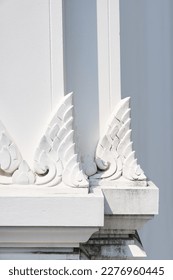 Thai pattern of ancient white pillars with light and shadow