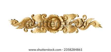 Thai pattern gold isolated on transparent background. Thai art element Traditional design, Decorative motifs PNG File.
