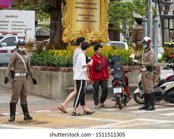 Thai police fines for traffic offenders, Pattaya, Thailand. 22.09.2019