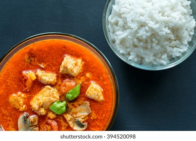 Thai Red Chicken Curry With White Rice