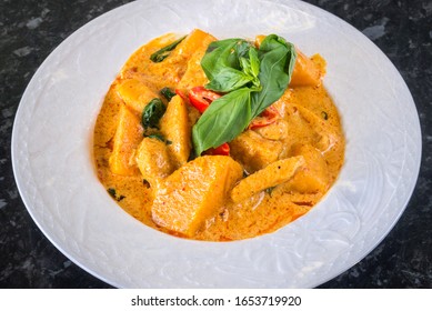 Thai Red Curry With Chicken And Butternut Squash With Fresh Basil