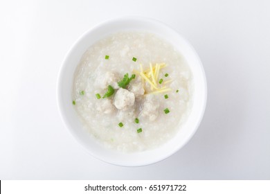 Thai Rice Porridge With Pork, Top View