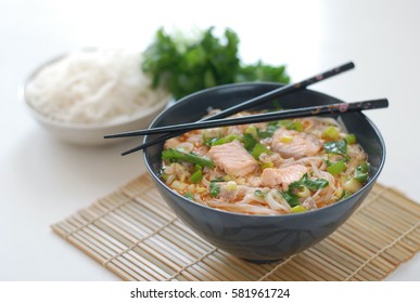 Thai salmon noodle soup
