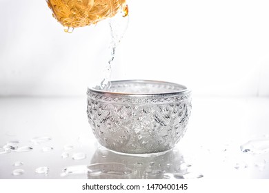 Thai Silver Bowl On White Background 