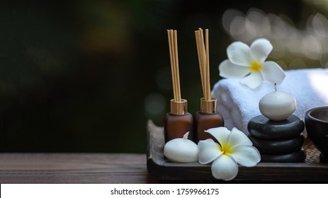 Thai Spa.  Massage spa treatment aroma for healthy wellness and  relax. Spa Plumeria flower for body therapy.  Lifestyle Healthy Concept