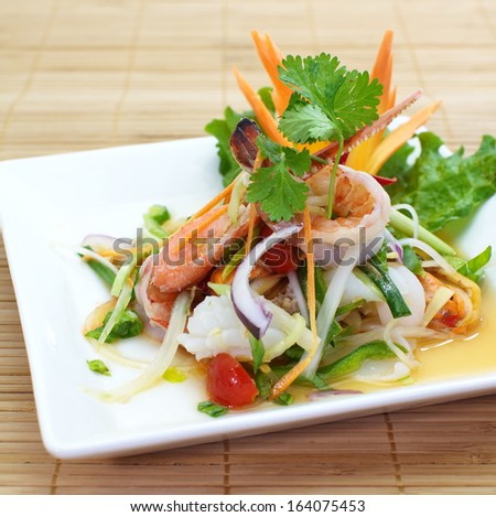 Thai spicy and sour seafood salad 