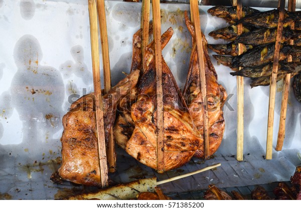 Thai Street Food Skewer Chicken Grilled Royalty Free Stock Image