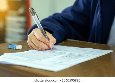 Thai students take a knowledge test to assess knowledge skills. The result of the exam will come out as a score value. Allows us to analyze the results or grade.             