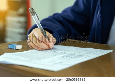 Thai students take a knowledge test to assess knowledge skills. The result of the exam will come out as a score value. Allows us to analyze the results or grade.             