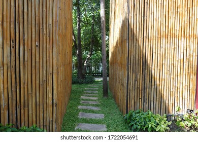 Thai style bamboo house wall.Bamboo walls texture for back ground
