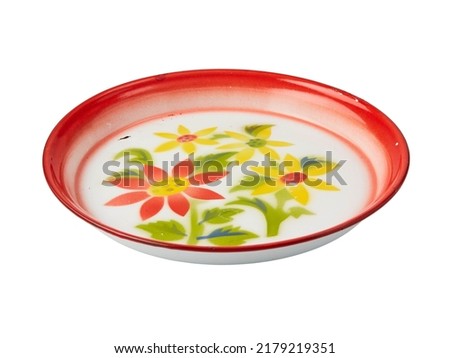 Thai style tray with flower pattern style isolated on white background