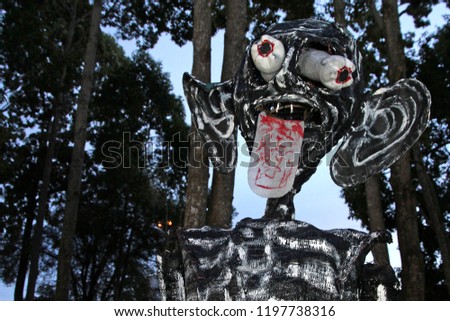 Thai sytle ghost model and character. Scary ghost with big eyes. halloween concept. 