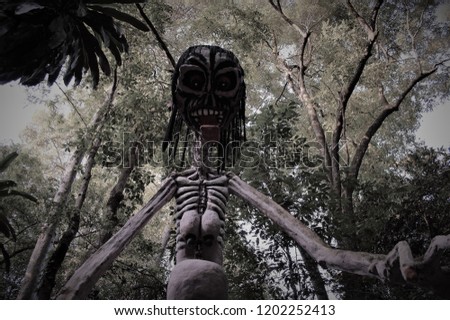 Thai sytle ghost model and character. Scary ghost with big eyes.
