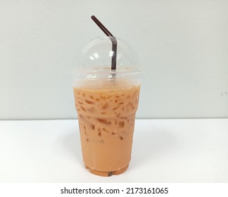 Thai Tea Drink With Ice Inside To Increase The Coolness.