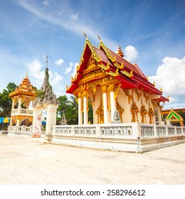 thai temple with blue sky. - Shutterstock ID 258296612