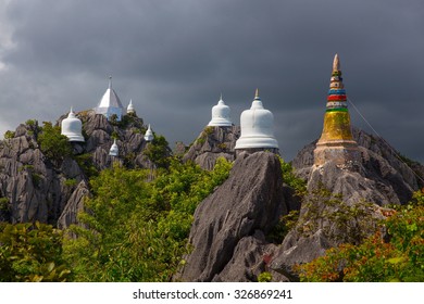 thai temple on top hill unseen thailand , Lampang Province, northern Thailand