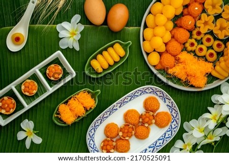 Thai traditional dessert concept, Assorted thai desserts served in a plate for auspicious day. Foto stock © 