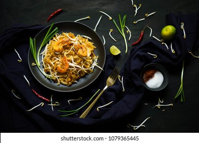 Thai Traditional Food, Pad Thai, Dry Noodle, Street Food, Best Delicious, Dark Food Photography