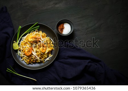 Thai traditional food, Pad thai, dry noodle, street food, best delicious, dark food photography