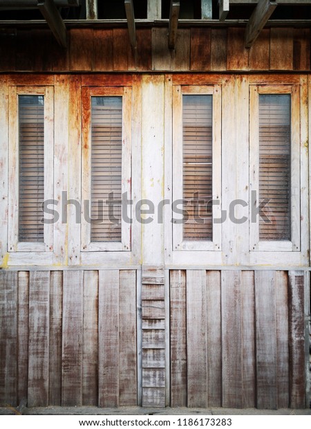 Thai Traditional House Wooden Window Shutters Industrial