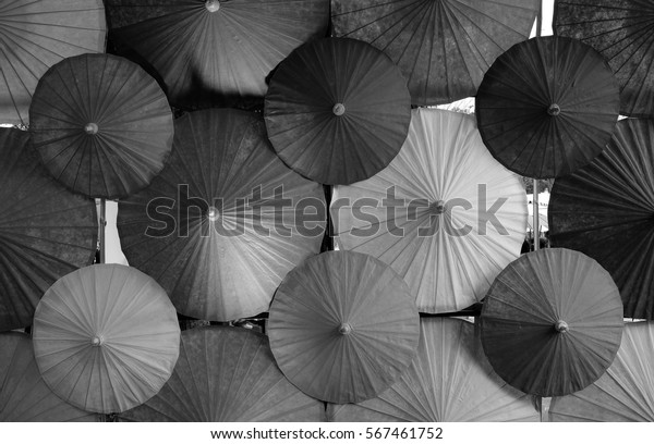 Thai Traditional Umbrella Black White Tone Stock Photo 567461752 ...