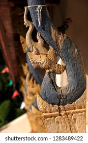 Thai Wooden Dragon Craft  At Wat Sri Khun Moung Chiang Khan Loei Thailand