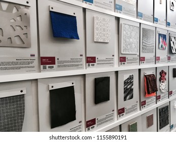 Thailand - 14 August 2018 : A Board Display Texture Of Cloth At Thailand Creative Design Center (TCDC), Bangkok Thailand.