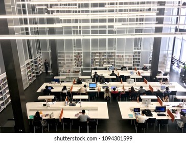 Thailand - 20 March 2018 : Top View Of Reading Room Thailand Creative And Design Center (TCDC) At Bang Rak, Bangkok.