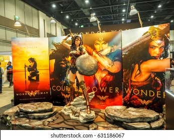 THAILAND - 23 April 2017 -  Model Of Wonder Woman (from The Movie Wonder Woman 2017 Film) Displays At Thailand Comic Con 2017 In ROYAL PARAGON HALL, Bangkok Thailand.