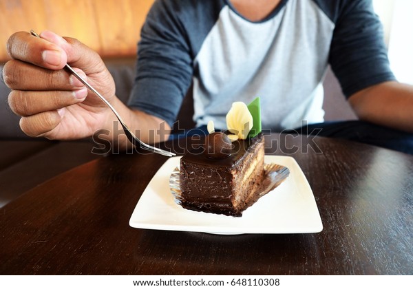 Thailand Asian Man Enjoy Eating Chocolate Stock Photo Edit