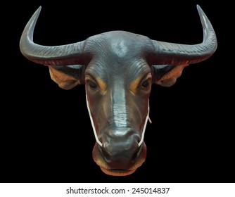 Thailand bull head statue isolated with clipping path