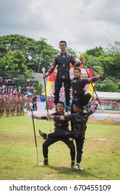 Thailand, July 2, 2017  Students Are Showing Up Continuation For The Show To Be Seen At The School's Athletic Director. In That, There Are A Lot Of Visitors.