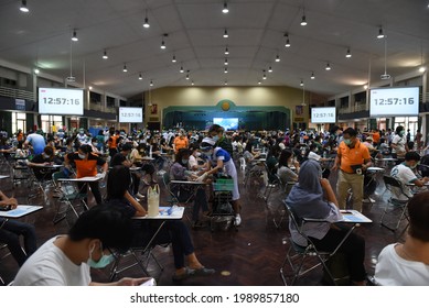 THAILAND - June 12, 2021 Nursing Students Checking Vital Signs To Those Waiting To Receive The COVID-19 Vaccination At Kasetsart University, Bang Khen, Bangkok.