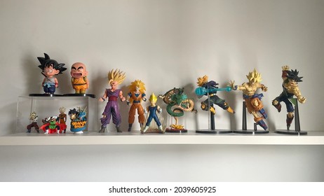 Thailand - June 23, 2021 : Dragon Ball Z, Super Saiyan, Goku With Father ,Figures Cartoon Decoration, Japan Cartoon Character, Bangkok