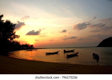 Thailand Ko Pha Ngan Beach Ao Mae Haad Sunset