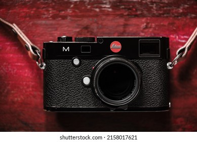 THAILAND - MAY 16, 2022: Leica M240 Camera On Wooden Table. The Leica M (Typ 240) Is A Full-frame Digital Rangefinder Camera Of Leica Camera AG.