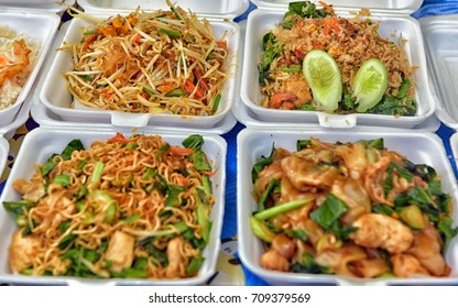 Thailand, Pattaya, 27,06,2017 Food In Containers On The Night Market