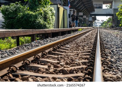 Thailand Railway Ground In The Open Sky Day At Lat Krabang Station, Bangkok Thailand.