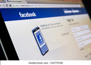 THAILAND - SEPTEMBER 2, 2014: Facebook Page First Landing Homepage View On Web Browser.