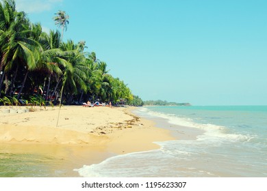 Thailand, Southeast Asia - Beach In A Seaside Resort Of Ko Samui Island. Mae Nam Town.