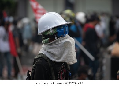 Thailand : Tear Gas Protection Equipment Where Anti-government Protesters Can Find Enough To Prevent Tear Gas At The Riot Police Used To Disperse Rallies On Din Daeng, Bangkok On August 7, 2021.