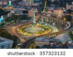 Thailand victory monument, km 0and main traffic for road in Bangkok, Thailand