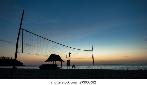 Thailand,Koh Phangan Island Sunset Voleyball Net